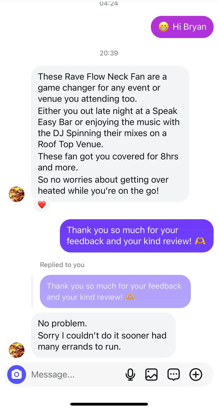 Customer review screenshot